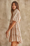 Woven Rayon Floral Print Ruffle Mini Dress