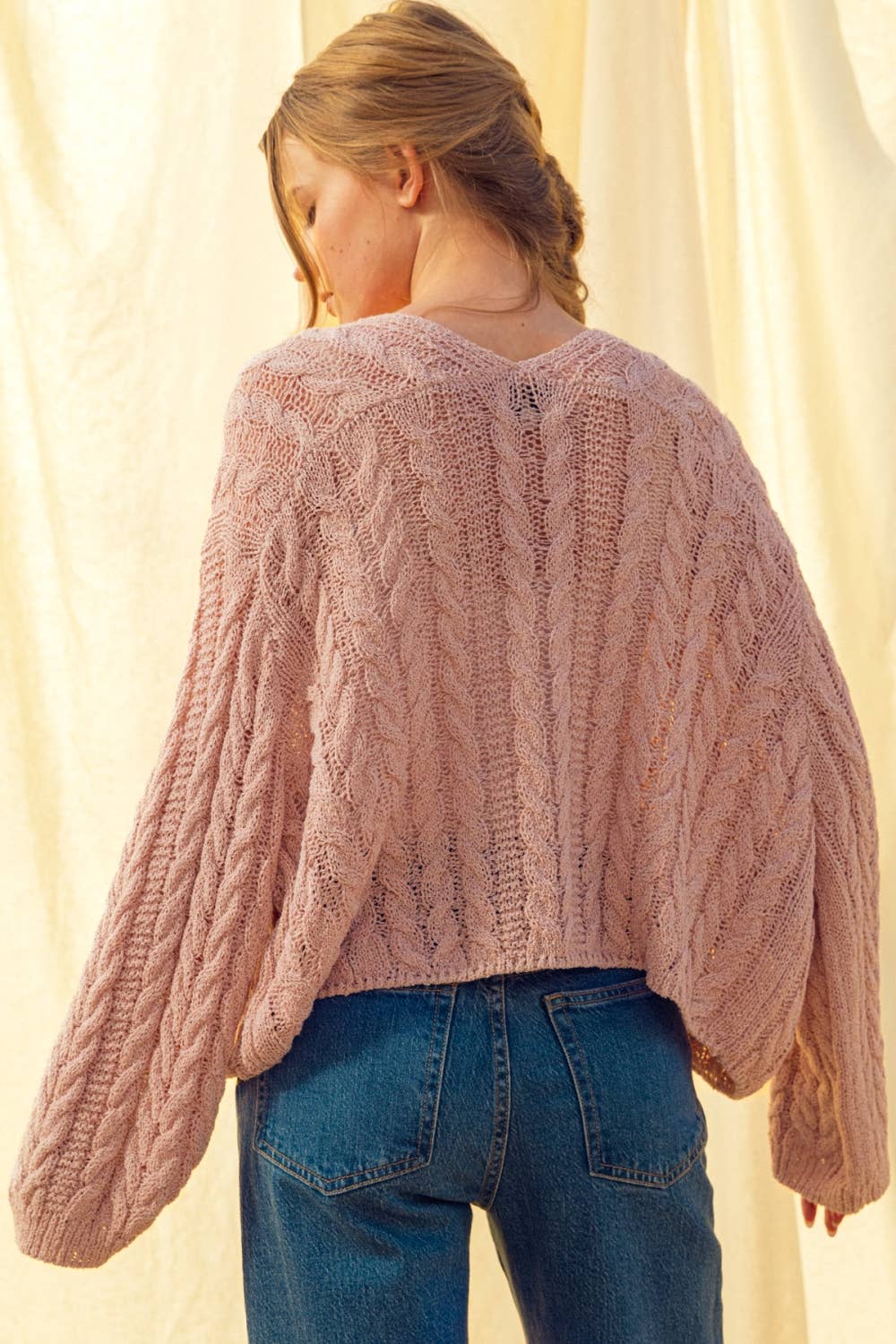 Blush Cable Knit Cardigan