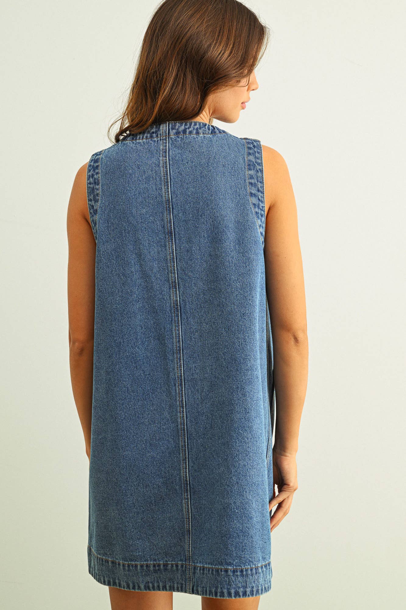 Sleeveless Button Front Denim Dress