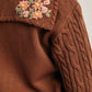 Cable Knit Embroidered Collar Cardigan