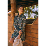 MINERAL-WASHED VICTORIAN FLORAL MINI DRESS