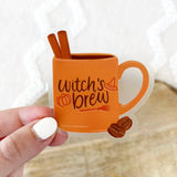 Clear Witch's Brew Coffee Mug Sticker 2.9x2.8 in.