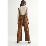 LEOPARD BUTTON-UP DENIM OVERALL