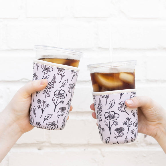 Pressed Floral Drink Sleeve, Iced Coffee Sleeve, Drink Cover
