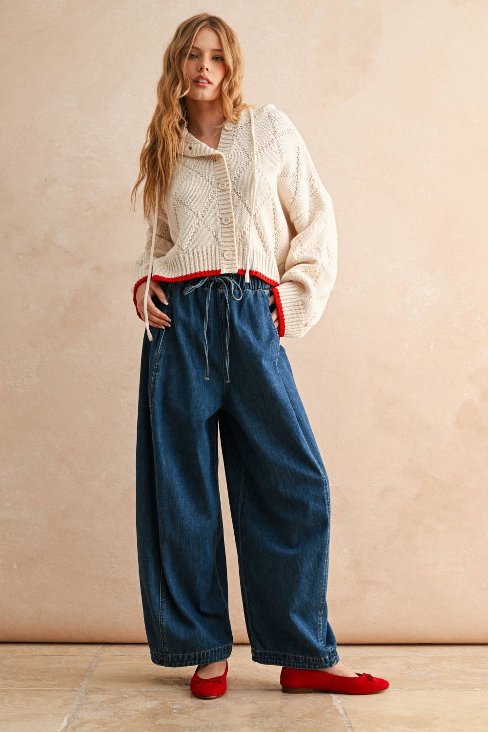 Barrel Leg Denim Pants