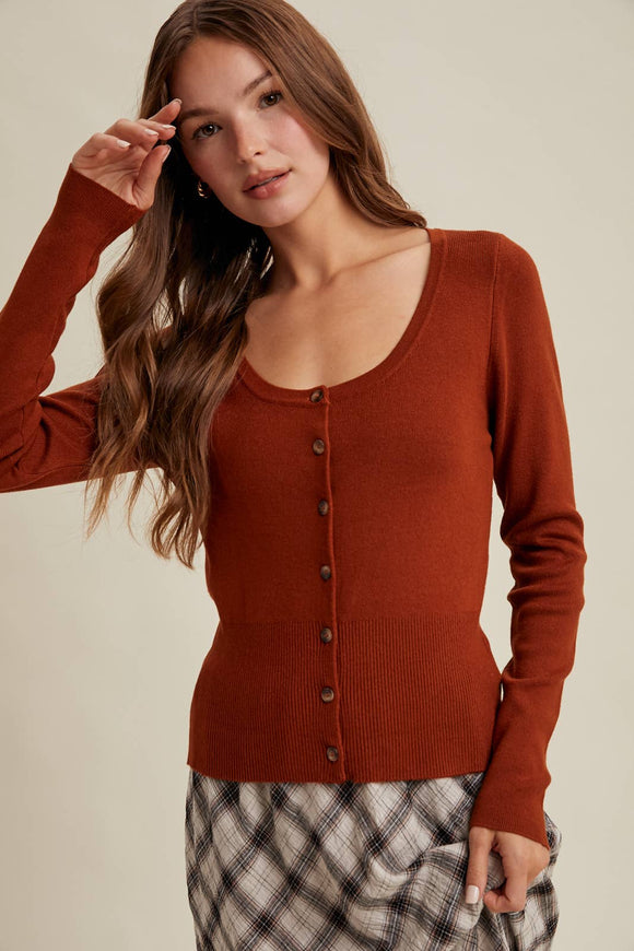 LIGHTWEIGHT BUTTON-UP SWEATER TOP